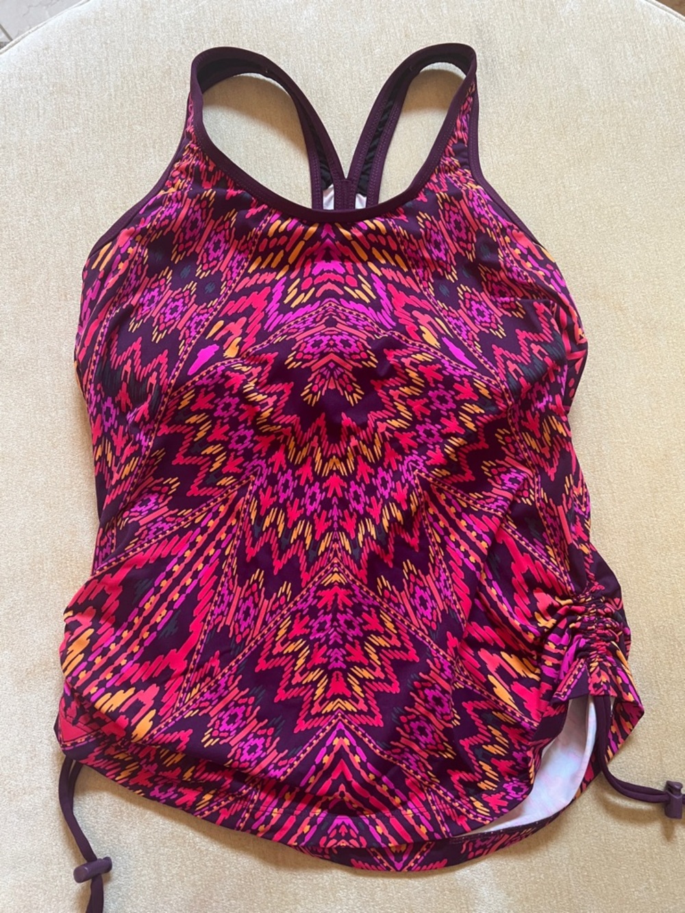 Athleta Purple Magenta Orange Patterned Women's Tankini Top